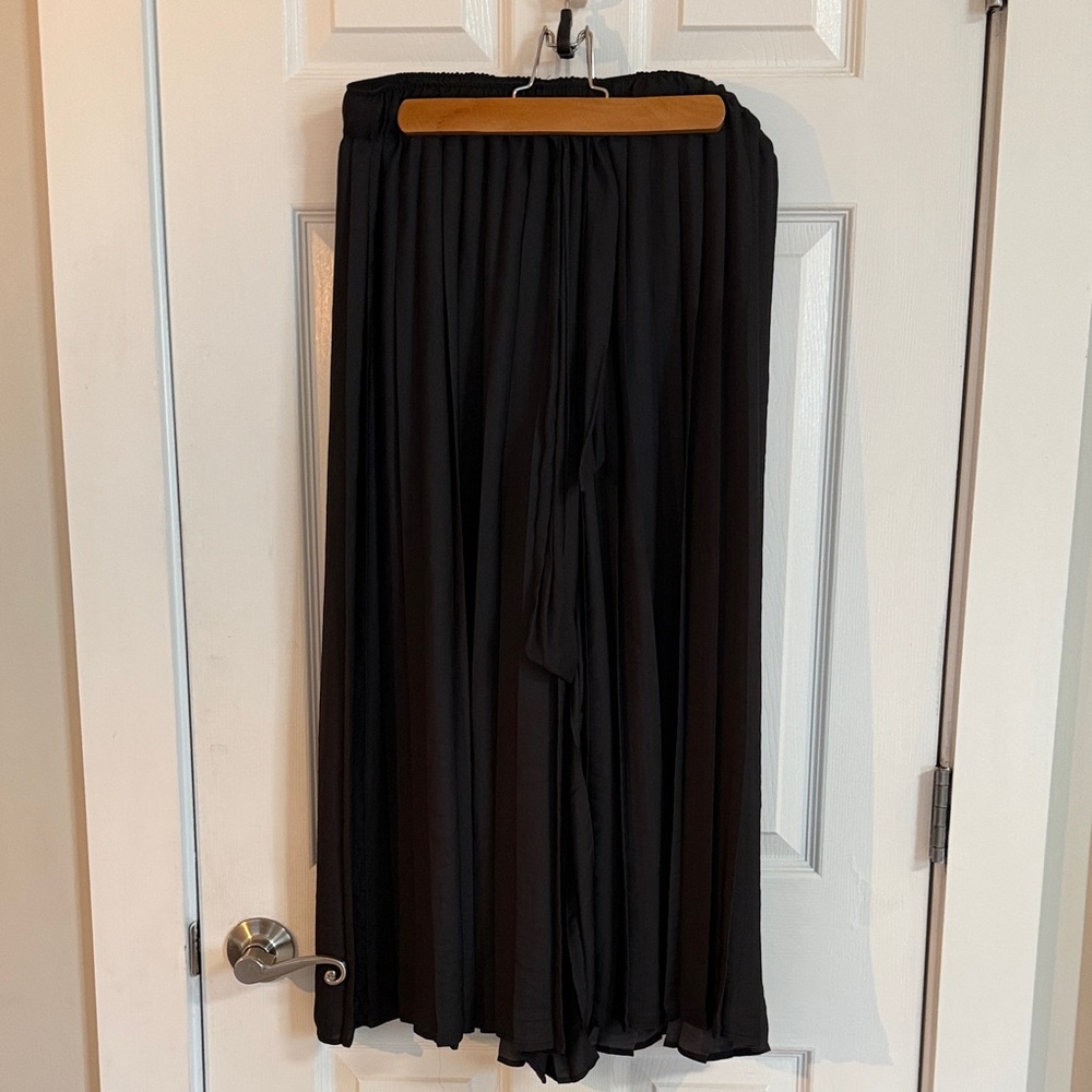 Anthropology Feather and Bone Elegant Black Pleated Wide leg Pants